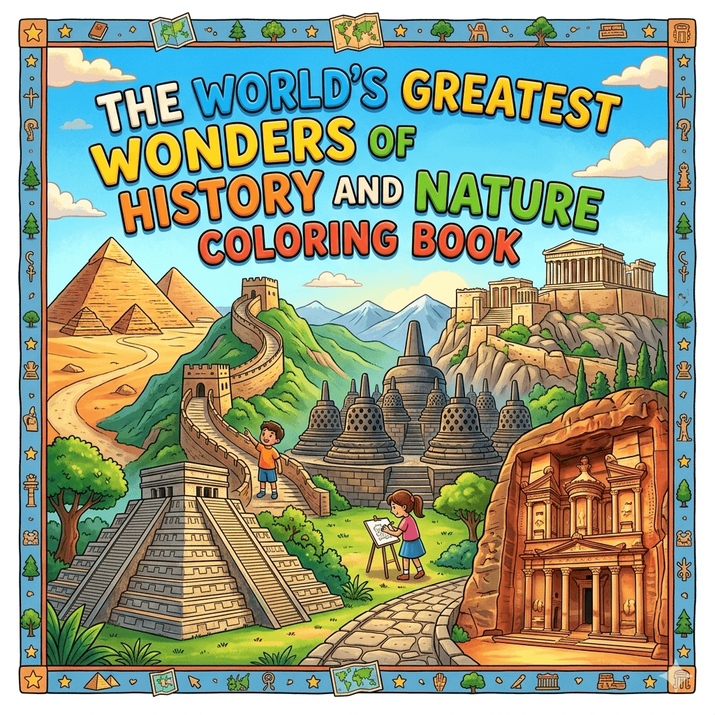 The Worlds Greatest Wonders of History and Nature Coloring Book