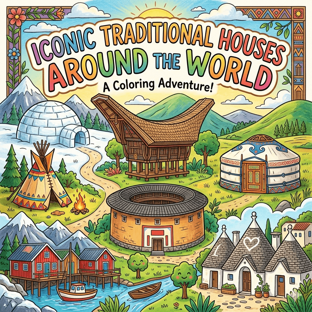 Around the World: Famous Landmarks Coloring Book for Kids