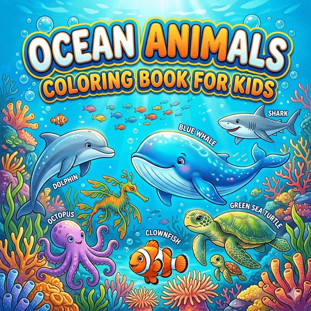 Ocean Animals Coloring Book for Kids